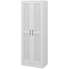 White Storage Cabinet with Adjustable Shelves Pantry Cupboard for Kitchen Organization