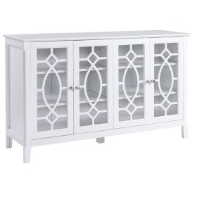 Kitchen Buffet Cabinet White Sideboard with Glass Doors Adjustable Shelves for Dining & Coffee Bar