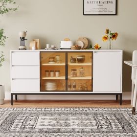Buffet cabinet with storage, kitchen side panel storage room with doors and 3 drawers, pantry cabinet display rack, console