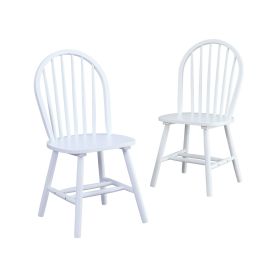 Autumn Lane Windsor Solid Wood Dining Chairs, Set of 2 (Color: White)